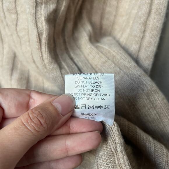 Quince 100% Mongolian Cashmere Beige Oatmeal Ribbed Midi Skirt Size S - Picture 5 of 7